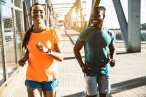 couple running outdoors