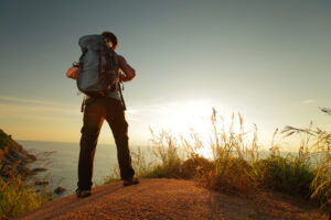 guy hicking with a bagpack