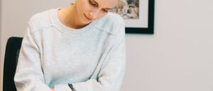 woman working at office desk