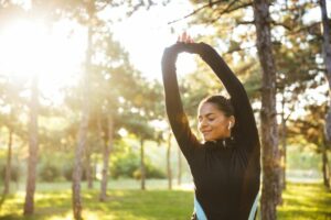 woman streaching in a park