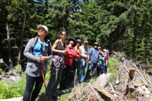 group of people trekking