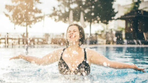 woman in a pool