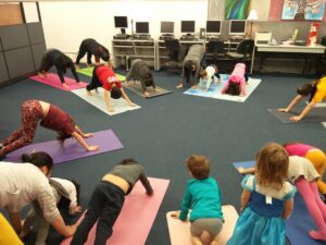 group of kids stretching