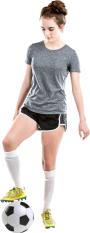 Athletic Teen Girl Playing Soccer Ball