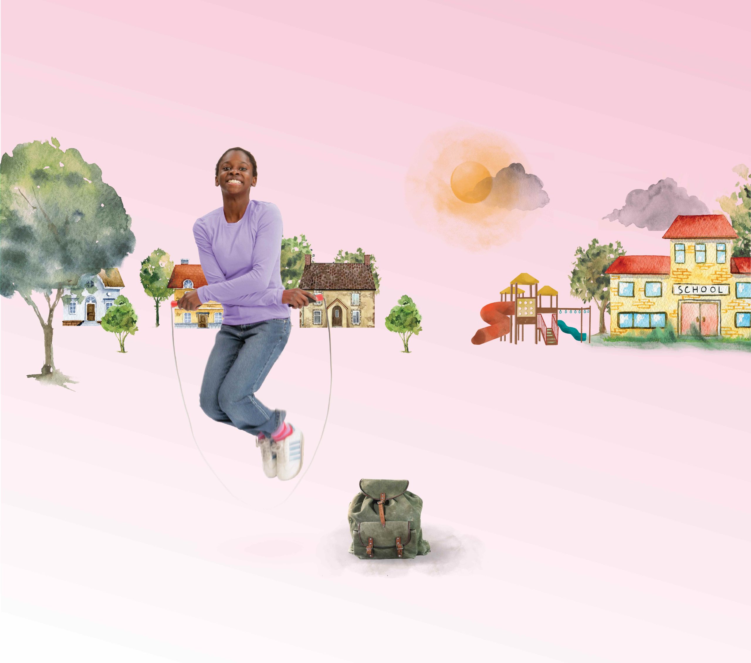 Une fille fait de la corde à danser dans un quartier animé. Une fille fait de la corde à danser dans un quartier animé.
