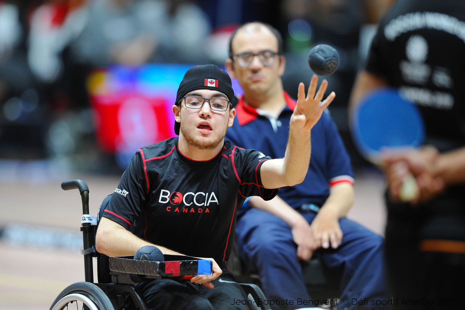 Danik Allard throwing a boccia ball. Danik Allard throwing a boccia ball.
