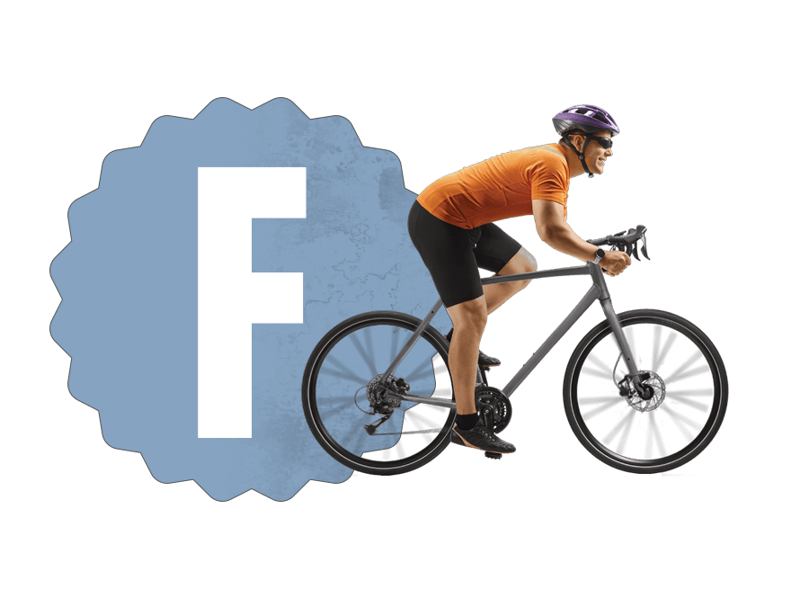 Grade F with a cyclist riding his bicycle Grade F with a cyclist riding his bicycle