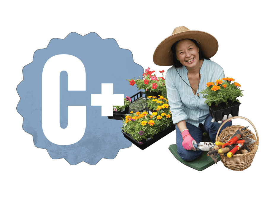 C plus grade with a woman gardening C plus grade with a woman gardening